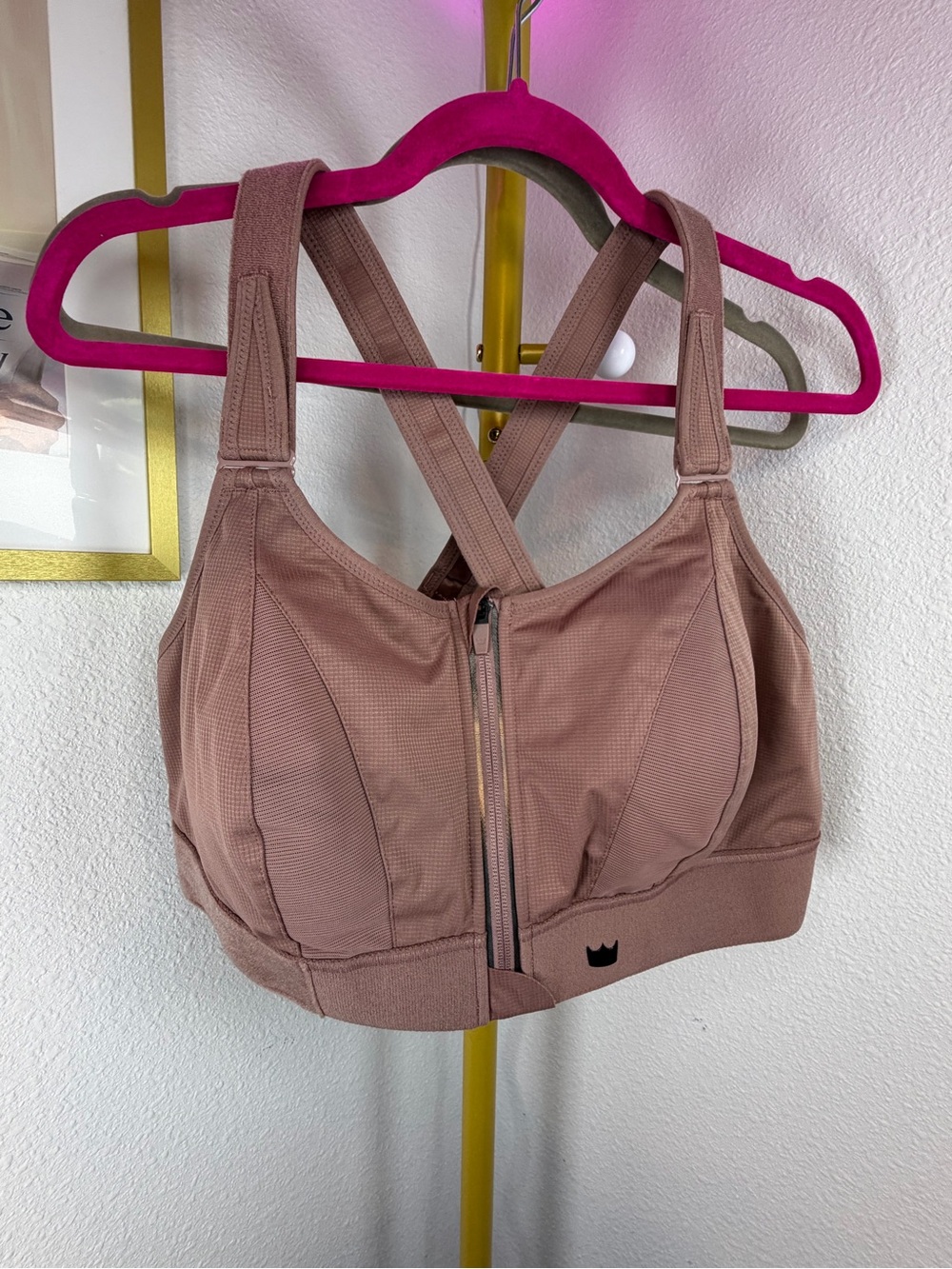 SHEFIT Front-Zip High Impact Sports Bra - Mauve Pink NWOT 3LUXE